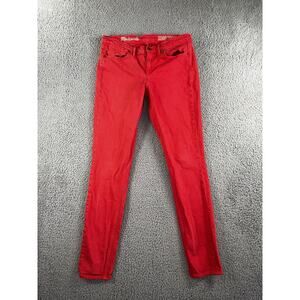 Madewell Jeans‎ Women 29x32 Solid Red Coral Skinny 29x31 Actual